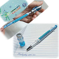 Ручка гелева "Шприц з вакциною - іграшка" / синя / 1206  корпус голубий