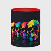 Чашка с принтом «Четыре разноцветных черепа» (цвет чашки на выбор)