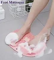 Силіконовий масажний килимок щітка Чистюля LY-379 для спини та ніг у ванну та душ рожевий на присосок