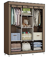 Складной тканевой шкаф для одежды HCX Storage Wardrobe 88130 на 3 секции Коричневый k/kn