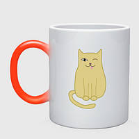 Чашка з принтом  хамелеон «Забавний котик показує мову» (колір чашки на вибір)