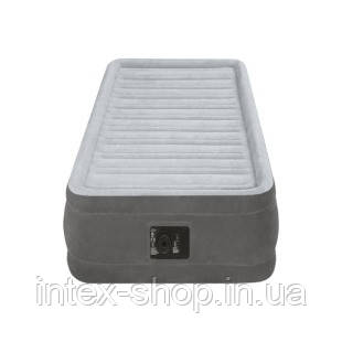 Односпальне надувне ліжко Intex 67766 (99х191х33) Comfort-Plush Mid Rais Airbed + вбудований електронасос