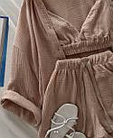 Трендовий мусліновий костюм -  сорочка, штани та шорти, фото 2