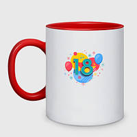 Кружка с принтом двухцветная «День рождения 18 лет» (цвет чашки на выбор)