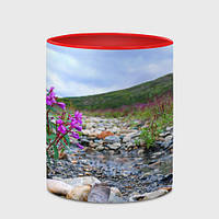 Чашка с принтом «Мелководье и цветы» (цвет чашки на выбор)