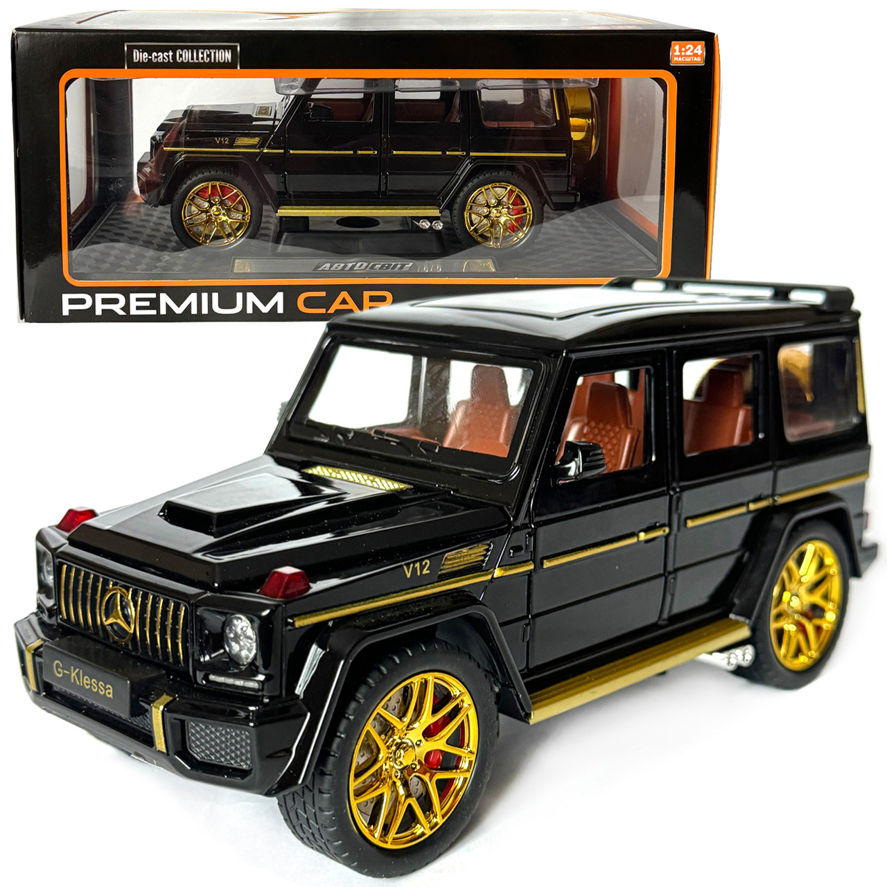 Машинка металева Mercedes-Benz G63 AMG Гелінтваген (Гелік) мерседес чорний 1:24 світло, інерція, відкриваються двері, багажник,