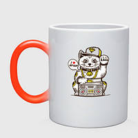 Чашка с принтом хамелеон «Hip hop cat» (цвет чашки на выбор)