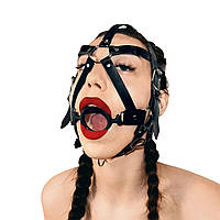 Капелюх-маска із силіконовим кільцем Art of Sex — Tamer, Натуральна шкіра, колір Чорний sexstyle