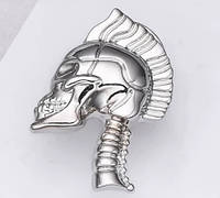 Брошь брошка скелет череп человека ирокез серебристый металл