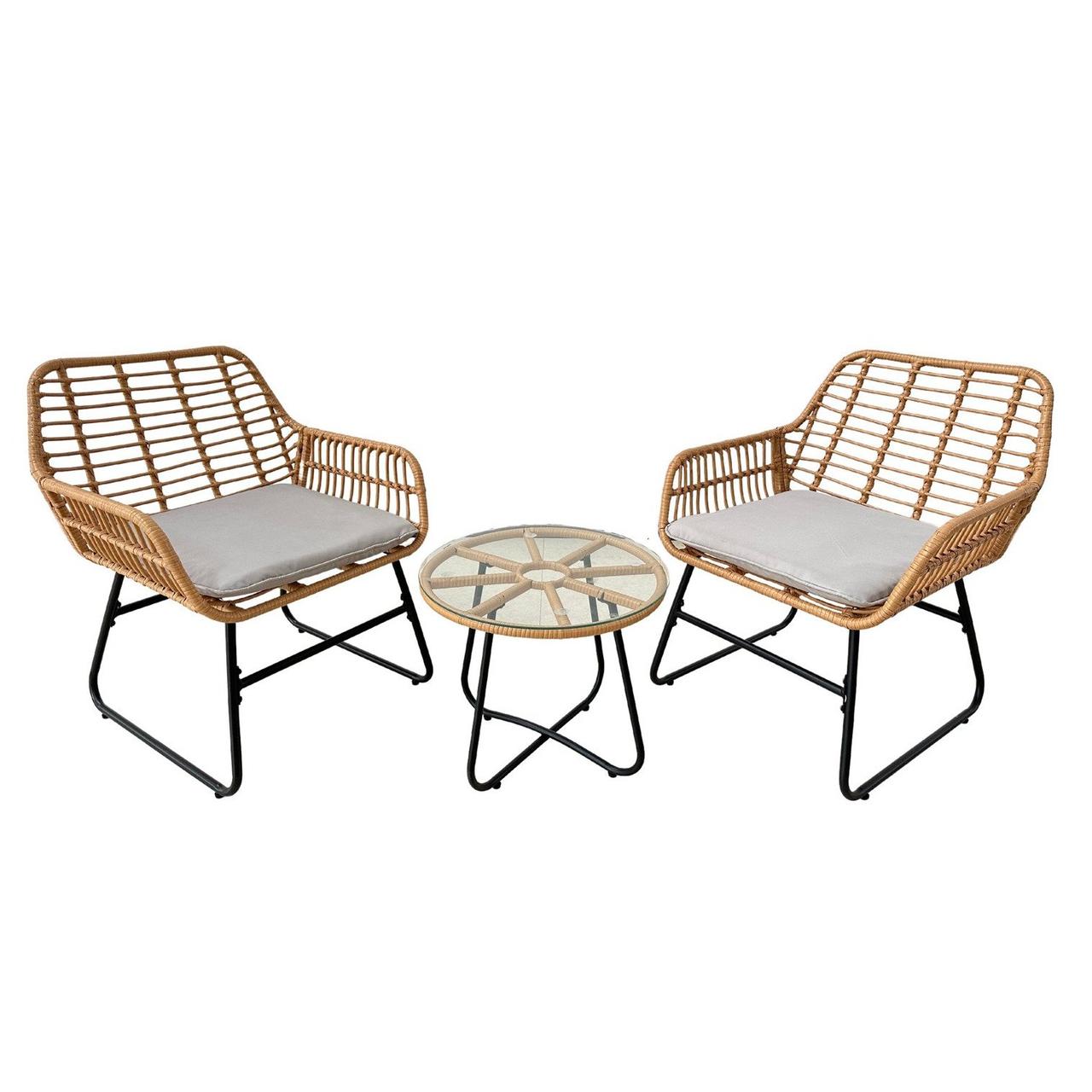 Комплект садових меблів для саду ,тераси та балкону GardenLine ABI3408 стіл та два крісла, фото 1