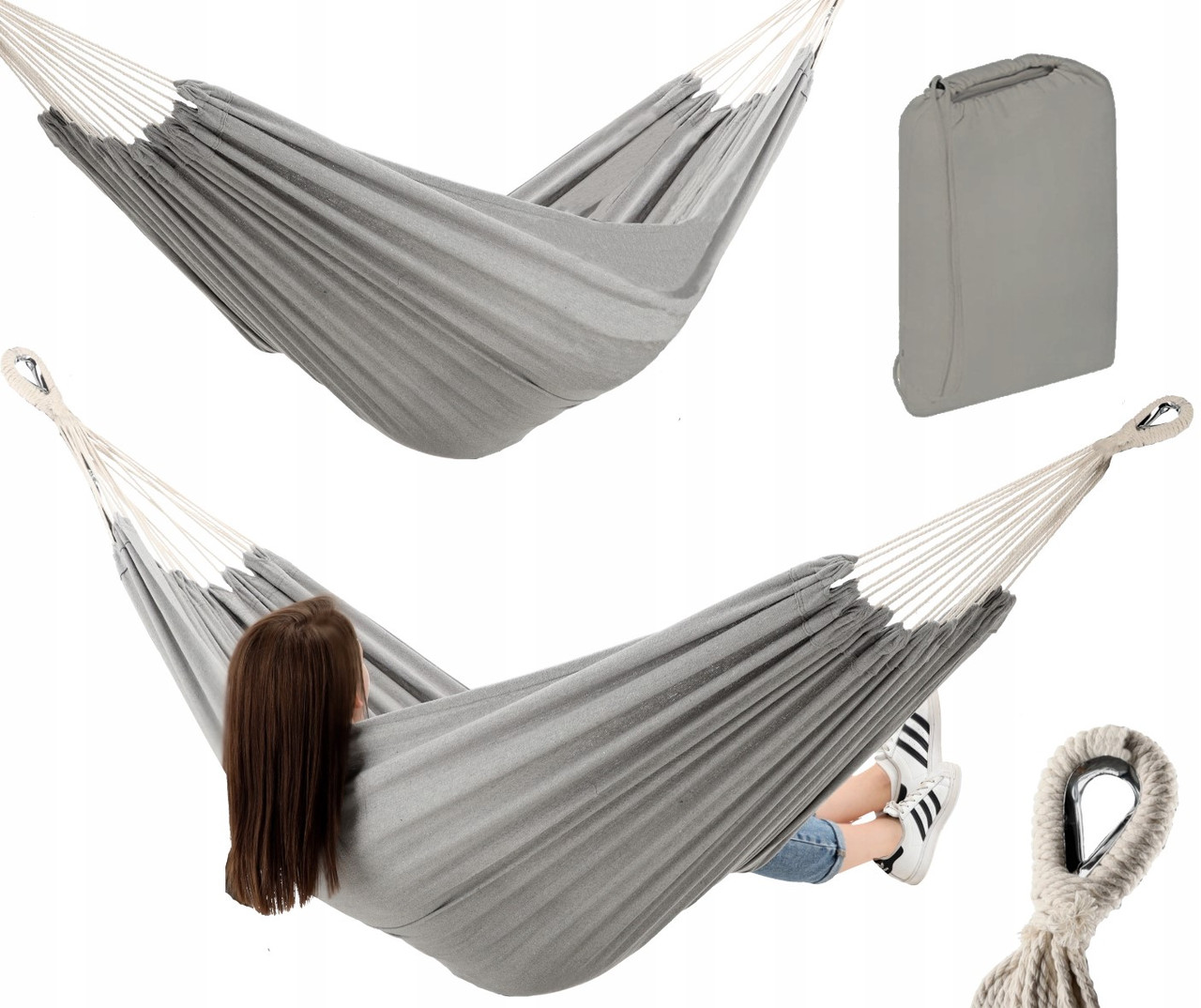 Садовий гамак для відпочинку 200x150 см GardenLine HAM2542 сірий, фото 1