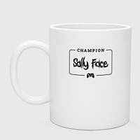 Чашка с принтом керамическая «Sally Face gaming champion: рамка с лого и джойстиком»