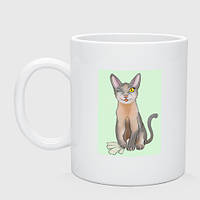 Чашка с принтом керамическая «Кот абиссинский»