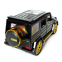 Машинка металева Mercedes-Benz G63 AMG Гелендваген (Гелік) мерседес чорний 1:24 світло, інерція, відкриваються двері, багажник,, фото 6