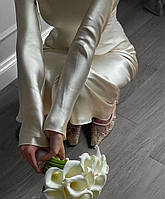 Женское шелковое приталенное платье макси. Арт: 460А420 42/44 Молочный