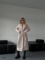 Демісезонне жіноче кашемірове пальто з підкладкою, на поясі та накладними кишенями з 42 по 48 розмір