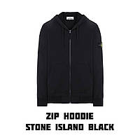 ZIP HOODIE STONE ISLAND BLACK Зип худи stone island Stone island зип-худи высококачественный материал