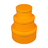 Коробка подарочная круглая в наборе - 3 шт (25 x 11см/20 x 10см/15 x 8см) Оранжевый Unison (W3059)