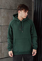 Зеленое мужское Худи оверсайз кофта утепленная для мужчины Staff bones oversize fleece Sensey Зелене чоловіче