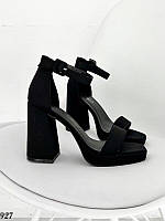 Черные женские босоножки на каблуке, босоножки Rosa 38-40р код 8299