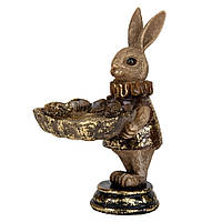 Статуэтка декоративная Сказочный кролик с подносом 15х10х9 см 12007-254 полистоун