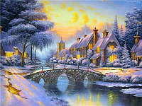 Картина по номерам "Зимний закат" 40*50см,крас.-акрил,кисть-3шт. Разноцветный Unison (RA3064)
