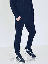 M (48). Чоловічі спортивні штани на манжетах з якісного трикотажу двунитки - темно сині, фото 3