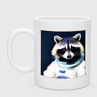 Чашка с принтом керамическая «Енот космонавт»