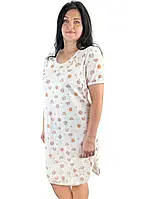 Ночная рубашка трикотажная для беременных и кормления 03930 Микс коттон 44