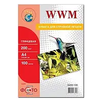 Фотопапір WWM G200.100 White А4, 100л, глянцевий, 200 г/м2