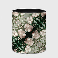 Чашка с принтом «Нежные розовые цветочки» (цвет чашки на выбор)