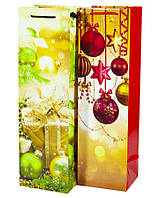 Пакет подарочный новогодний для бутылки 150г, 12 х 40 х 9см Unison (PVM124009-5)