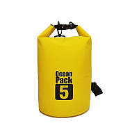 Водонепроницаемая сумка рюкзак гермомешок с шлейкой на плечо Ocean Pack 5 л Yellow (RE050356)