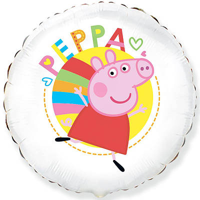Flexmetal  18"  Щаслива Пеппа на білому Peppa Pig   Куля повітряна фольгована