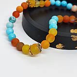 Чотки з натурального каміння жовтий агат і бірюза на 50 бусин, фото 5