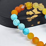 Чотки з натурального каміння жовтий агат і бірюза на 50 бусин, фото 6