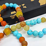 Чотки з натурального каміння жовтий агат і бірюза на 50 бусин, фото 4