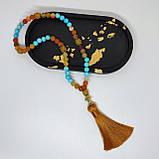 Чотки з натурального каміння жовтий агат і бірюза на 50 бусин, фото 2