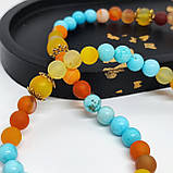 Чотки з натурального каміння жовтий агат і бірюза на 50 бусин, фото 8