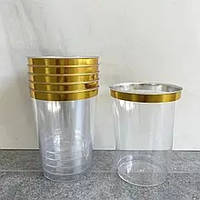 Стаканчикипластиковые фуршетные с золотом, 6шт/уп Прозрачный Unison (7500-53)