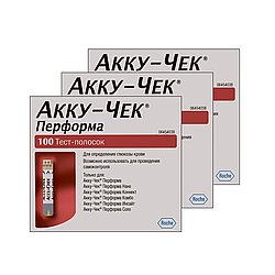 Тест-смужки Акку-Чек Перформа (Accu-Chek Performa) 100 шт. 3 паковання