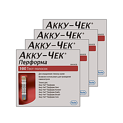 Тест-смужки Акку-Чек Перформа (Accu-Chek Performa) 100 шт. 4 паковання