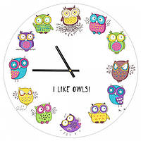 Часы настенные круглые, I like owls 36 см lk