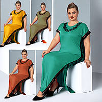 Женское домашнее платье в пол больших размеров 56-60, пляжное платье длинное, JOELLE,Турция