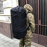 Сумка-баул армійський 120 л чорний, тактичний баул-рюкзак чорний тканина Оксфорд.