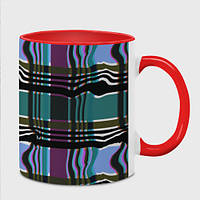 Чашка с принтом «Клетка шотландка с искажением» (цвет чашки на выбор)