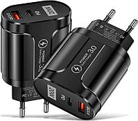 Сетевое зарядное устройство Mirrow USB Type-C Super Charge/Quick Charge 3.0 PD 20W Black (АС050559)