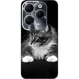 Силіконовий чохол Case для Infinix Hot 40 (X6836) з картинкою Кіт на чорному