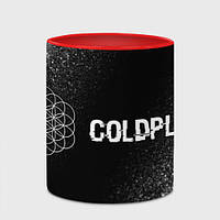 Чашка с принтом «Coldplay glitch на темном фоне: надпись и символ» (цвет чашки на выбор)