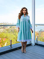 Женское летнее платье свободного кроя Ткань софт и кружево Размер 50-52; 54-56; 58-60